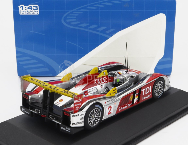 Ixo-models Audi R10 Tdi 5.5l Turbo V12 Team Audi Sport North America N 2 Víťaz 24h Le Mans 2008 R.capello - T.kristensen - A.mcnish 1:43 Strieborná červená žltá