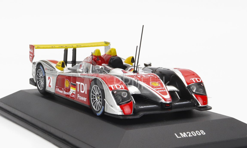 Ixo-models Audi R10 Tdi 5.5l Turbo V12 Team Audi Sport North America N 2 Víťaz 24h Le Mans 2008 R.capello - T.kristensen - A.mcnish 1:43 Strieborná červená žltá