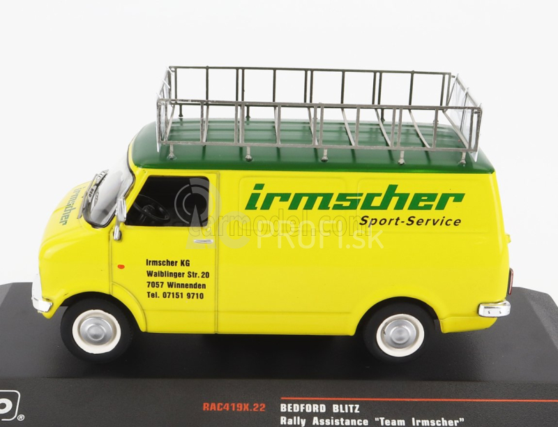 Ixo-models Bedford Cf Van Team Irmscher Rally Assistance 1969 1:43 žltozelený