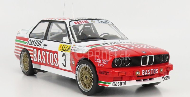 Ixo-models BMW radu 3 M3 (e30) Bastos N 3 24h Spa 1991 S.de Liedekerke - V.bervig - B.enge 1:18 Biela červená