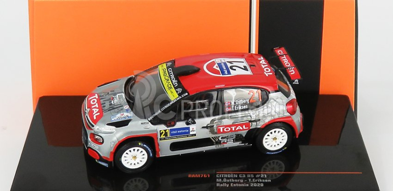 Ixo-models Citroen C3 R5 N 21 Rally Estónsko 2020 M.ostberg - T.eriksen 1:43 Sivá červená čierna