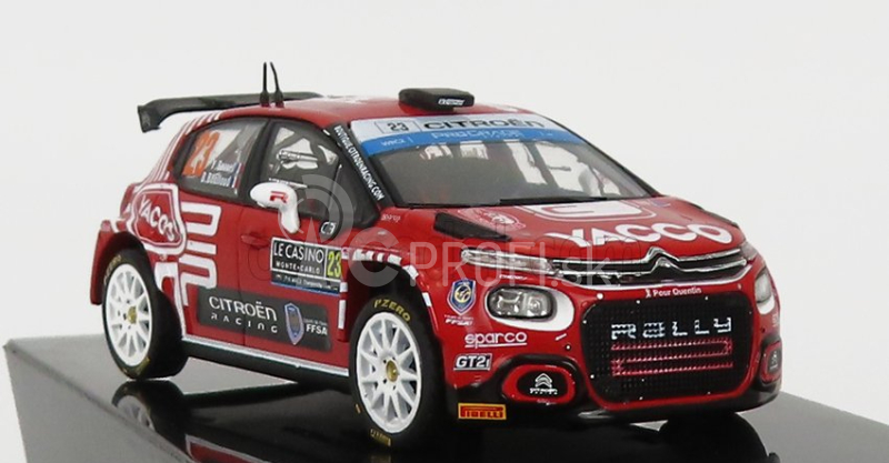 Ixo-models Citroen C3 Rally2 N 23 Rally Montecarlo 2022 Y.rossel - B.boulloud 1:43 červená biela