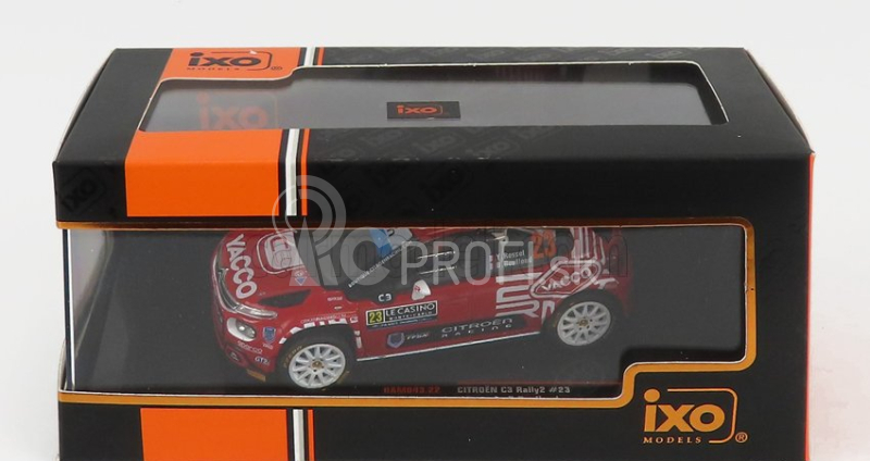 Ixo-models Citroen C3 Rally2 N 23 Rally Montecarlo 2022 Y.rossel - B.boulloud 1:43 červená biela