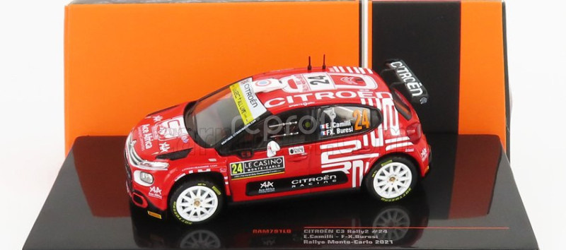 Ixo-models Citroen C3 Rally2 N 24 Rally Montecarlo 2021 E.camilli - F.x.buresi 1:43 Červená