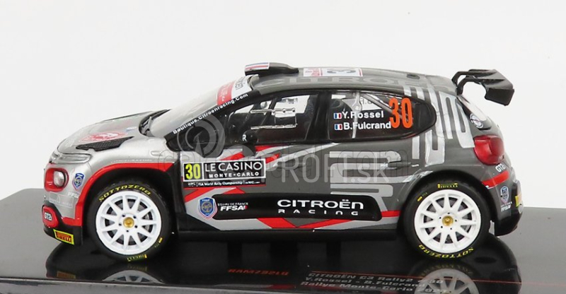 Ixo-models Citroen C3 Rally2 N 30 Rally Montecarlo 2021 Y.rossel - B.fulcrand 1:43 sivá strieborná čierna