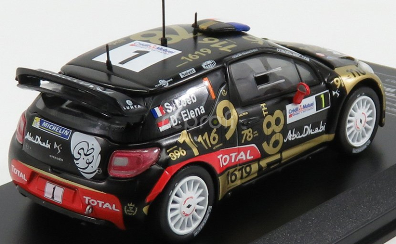 Ixo-models Citroen Citroen Ds3 Abu Dhabi Wrc N 1 Rally Francúzsko 2013 S.loeb - D.elena 1:43 Matná čierna zlatá červená