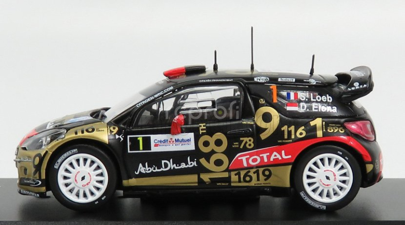 Ixo-models Citroen Citroen Ds3 Abu Dhabi Wrc N 1 Rally Francúzsko 2013 S.loeb - D.elena 1:43 Matná čierna zlatá červená