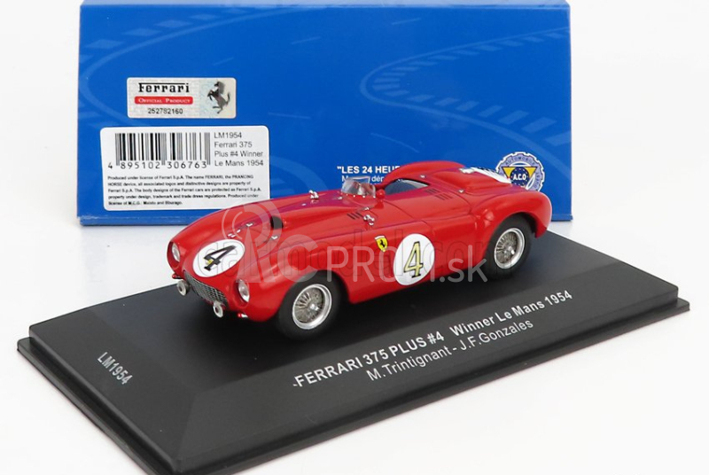 Ixo-models Ferrari 375 Plus 5.0l V12 Spider Team Scuderia Ferrari N 4 Víťaz 24h Le Mans 1954 Maurice Trintignant - Jose Froilan Gonzales 1:43 Červená