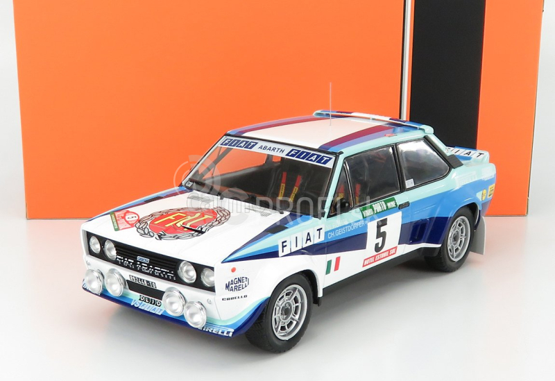 Ixo-models Fiat 131 Abarth Team Fiat Works (nočná verzia) N 5 Winner Rally Portugal 1980 W.rohrl - C.geistdorfer 1:18 Biela modrá