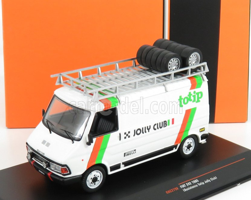 Ixo-models Fiat 242 Van Fiat Team Totip Jolly Club Assistance Rally 1985 - Lancia 037 1:43 Bielo-zeleno-oranžová