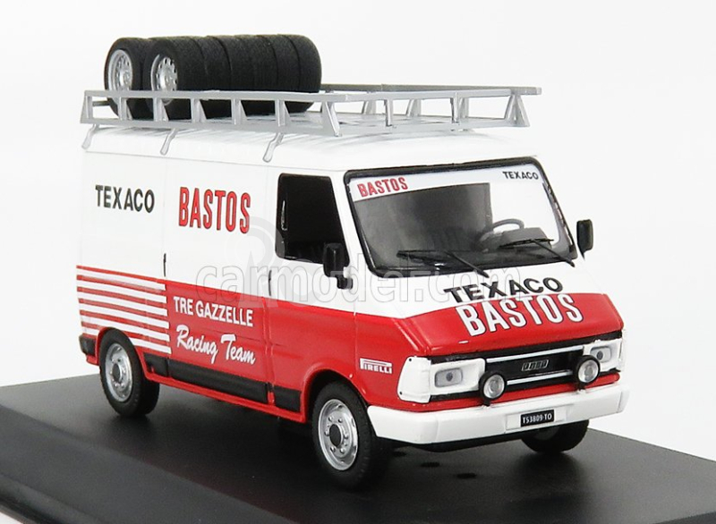 Ixo-models Fiat 242 Van Team Tre Gazzelle Bastos Texaco Rally Assistance 1984 1:43 Biela červená