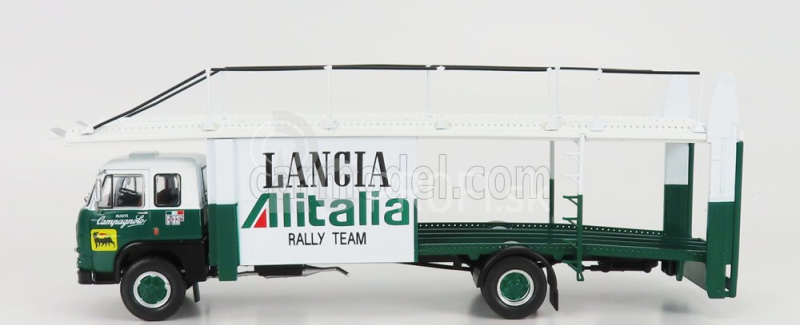 Ixo-models Fiat 673 Truck Car Transporter Team Lancia Alitalia Rally 1976 1:43 zelená biela