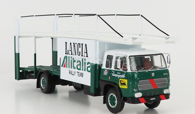 Ixo-models Fiat 673 Truck Car Transporter Team Lancia Alitalia Rally 1976 1:43 zelená biela