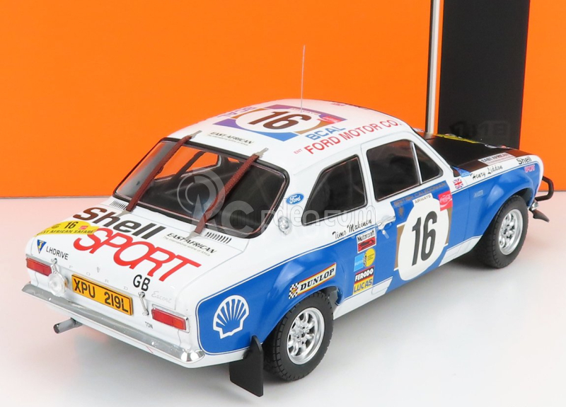 Ixo-models Ford england Escort Mki Rs 1600 (nočná verzia) N 16 Rally Safari 1973 T.makinen - H.liddon 1:18 Biela Modrá Čierna