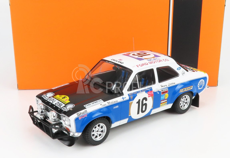 Ixo-models Ford england Escort Mki Rs 1600 (nočná verzia) N 16 Rally Safari 1973 T.makinen - H.liddon 1:18 Biela Modrá Čierna