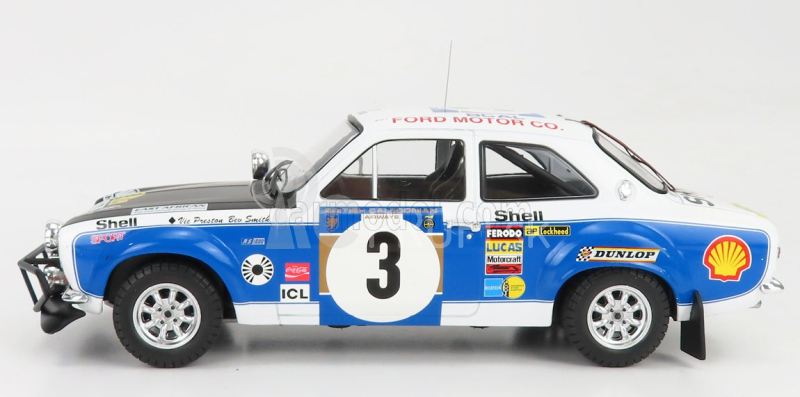 Ixo-models Ford england Escort Mki Rs 1600 (nočná verzia) N 3 Rally Safari 1973 V.preston - B.smith 1:18 Biela Modrá Čierna