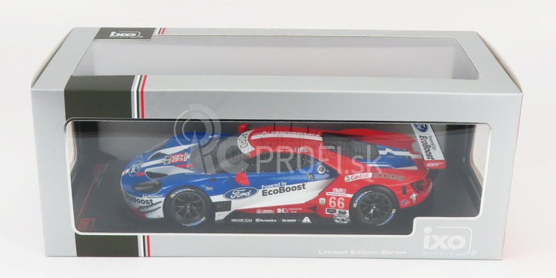 Ixo-models Ford usa Gt 3.5l Turbo V6 Team Ford Chip Ganassi Uk N 66 Winner Gtlm Class 24h Daytona 2017 D.muller - J.hand - S.bourdais 1:18 Červená Modrá Biela