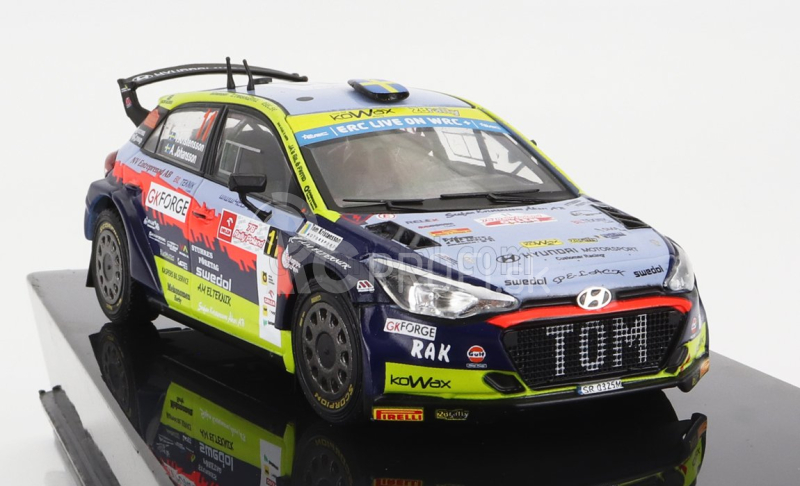 Ixo-models Hyundai I20 R5 N 11 Rally Polen 2022 T.kristensson - A.johansson 1:43 Svetlo modrá žltá červená čierna