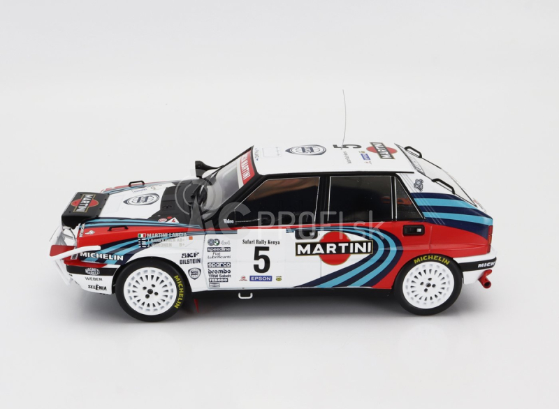 Ixo-models Lancia Delta Integrale 16v Martini (nočná verzia) N 5 2nd Rally Safari 1990 Juha Kankkunen - Juha Piironen 1:18 Biela modrá červená