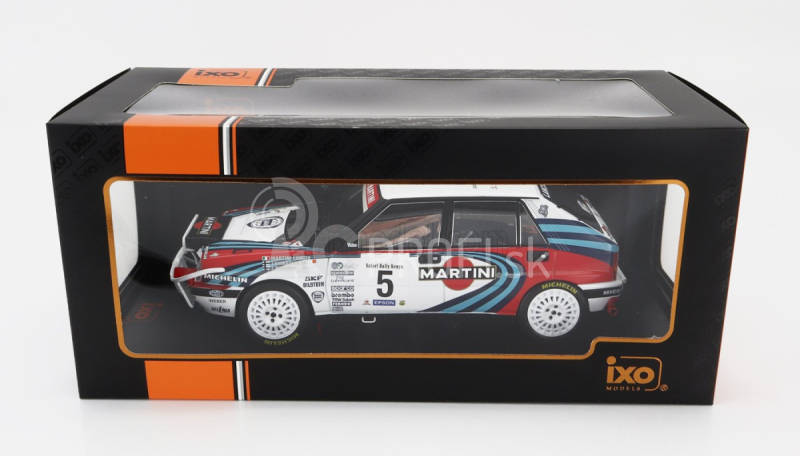 Ixo-models Lancia Delta Integrale 16v Martini (nočná verzia) N 5 2nd Rally Safari 1990 Juha Kankkunen - Juha Piironen 1:18 Biela modrá červená