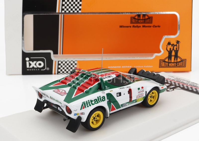 Ixo-models Lancia Stratos Hf Team Alitalia (nočná verzia) N 10 Winner Rally Montecarlo 1977 S postavičkou Sandro Munari - Silvio Maiga 1:43 Bielo-zeleno-červená