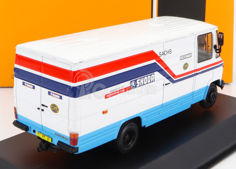 Ixo-models Mercedes benz 508d Van Škoda Rally Assistance 1984 1:43 Biela svetlomodrá