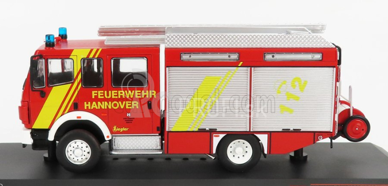 Ixo-models Mercedes benz Lf16/12 Duoble Cabine Truck Feuerwehr Hannover 1995 1:43 Červená biela strieborná