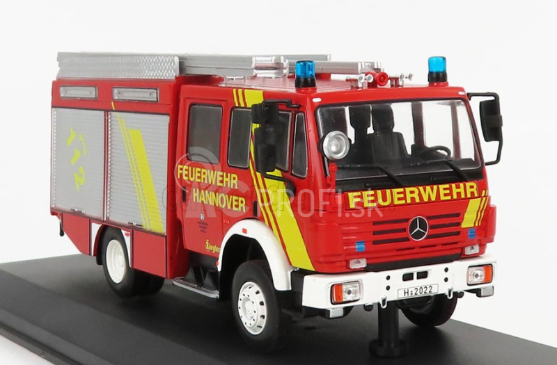 Ixo-models Mercedes benz Lf16/12 Duoble Cabine Truck Feuerwehr Hannover 1995 1:43 Červená biela strieborná