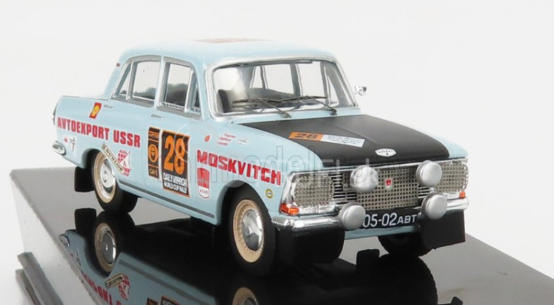 Ixo-models Moskvitch 412 N 28 Rally Londýn - Mexiko 1970 L.potapcikas - Y.lesovskiy - E.bazhenov 1:43 Svetlomodrá Čierna