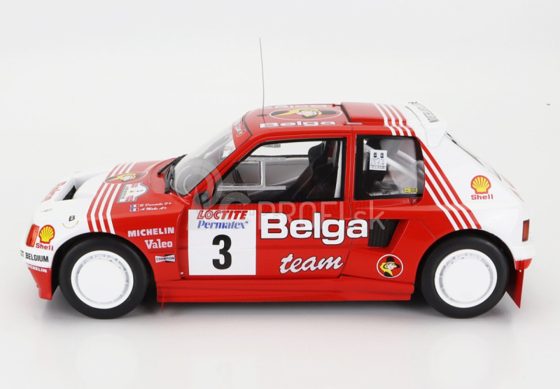 Ixo-models Peugeot 205 T16 Belga N 3 Rally Ypres 1985 B.darniche - A.mahe 1:18 Červená biela