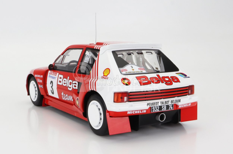 Ixo-models Peugeot 205 T16 Belga N 3 Rally Ypres 1985 B.darniche - A.mahe 1:18 Červená biela