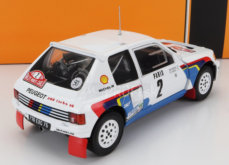 Ixo-models Peugeot 205 T16 N 2 Rally Montecarlo 1985 A.vatanen - T.harryman 1:24 Biela modrá červená