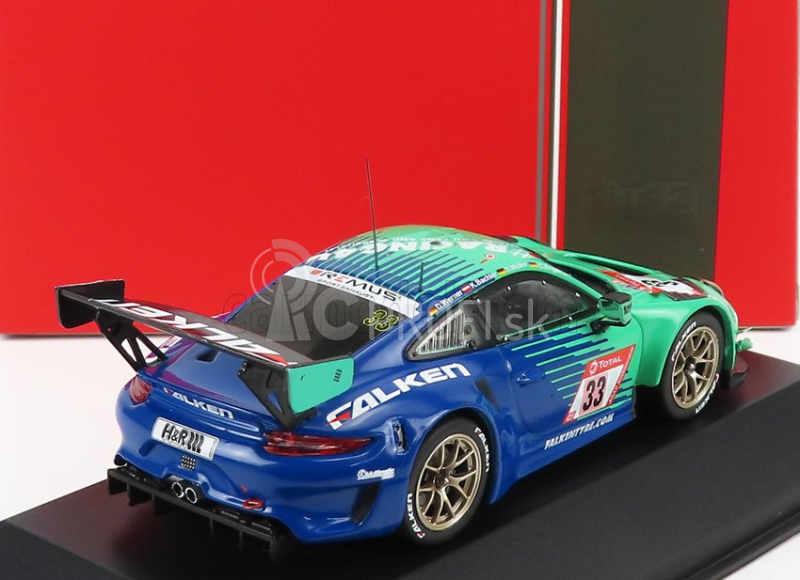 Ixo-models Porsche 911 991-2 Gt3 R Team Falken Motorsports N 33 24h Nurburgring 2020 K.bachler - S.muller - C.engelhart - D.werner 1:43 Svetlo zelená modrá