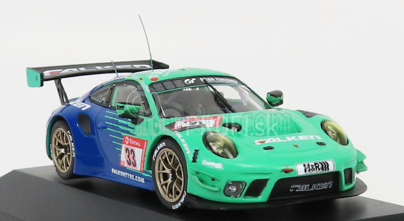 Ixo-models Porsche 911 991-2 Gt3 R Team Falken Motorsports N 33 24h Nurburgring 2020 K.bachler - S.muller - C.engelhart - D.werner 1:43 Svetlo zelená modrá