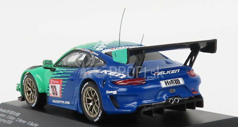 Ixo-models Porsche 911 991-2 Gt3 R Team Falken Motorsports N 33 24h Nurburgring 2020 K.bachler - S.muller - C.engelhart - D.werner 1:43 Svetlo zelená modrá