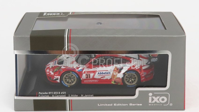 Ixo-models Porsche 911 991-2 Gt3 R Team Frikadelli Racing N 31 24h Nurburgring 2019 S.muller - R.dumas - M.campbell - M.jaminet 1:43 Červená biela