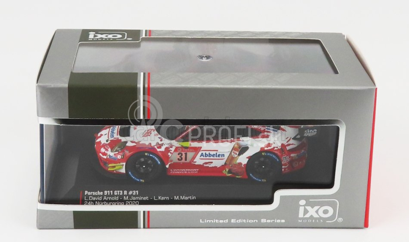 Ixo-models Porsche 911 991-2 Gt3 R Team Frikadelli Racing N 31 24h Nurburgring 2020 L.kern - M.jaminet - M.martin - L.d.arnold 1:43 Červená biela