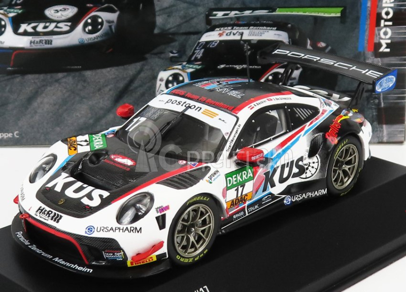 Ixo-models Porsche 911 991-2 Gt3 R Team Kues 75 Bernhard N 17 Adac Gt Masters Hockenheim 2020 K.bachler - S.de Silvestro - Stefan Bellof Tribute 1:43 čierna biela červená