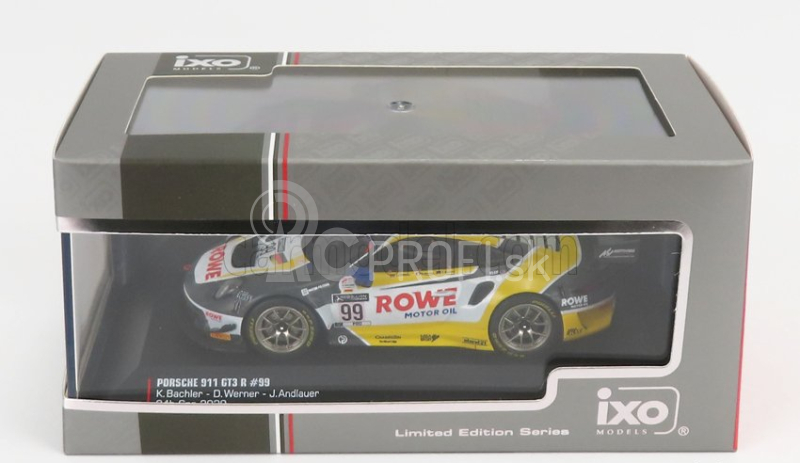 Ixo-models Porsche 911 991 4.0l Gt3 Team Rowe Racing N 99 24h Spa 2020 K.bachler - D.werner - J.andlauer 1:43 Žltá Biela Sivá