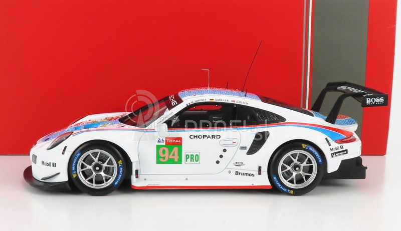 Ixo-models Porsche 911 991 Rsr 4.0l Flat-6 Porsche Gt Team N 94 24h Le Mans 2019 S.muller - M.jaminet - D.olsen 1:18 Biela modrá červená