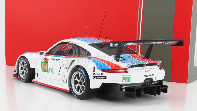 Ixo-models Porsche 911 991 Rsr 4.0l Flat-6 Porsche Gt Team N 94 24h Le Mans 2019 S.muller - M.jaminet - D.olsen 1:18 Biela modrá červená