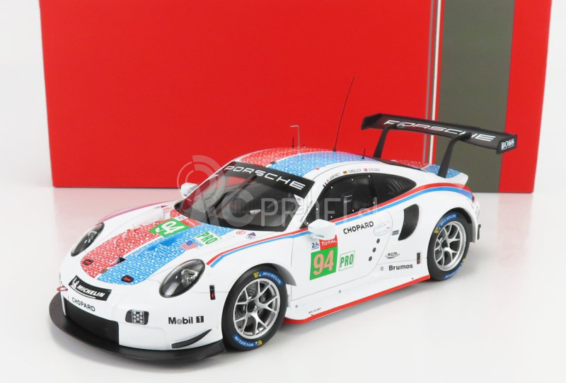 Ixo-models Porsche 911 991 Rsr 4.0l Flat-6 Porsche Gt Team N 94 24h Le Mans 2019 S.muller - M.jaminet - D.olsen 1:18 Biela modrá červená