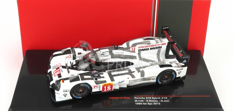 Ixo-models Porsche 919 Hybrid 2.0l Turbo V4 Team Porsche N 18 2. 1000km Spa 2015 M.lieb - R.dumas - N.jani 1:43 Biela Sivá Čierna