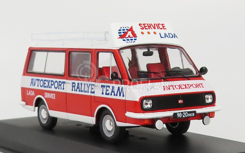 Ixo-models RAF 2203 Minibus Team Rally Lada Service Assistance 1984 1:43 Červená biela