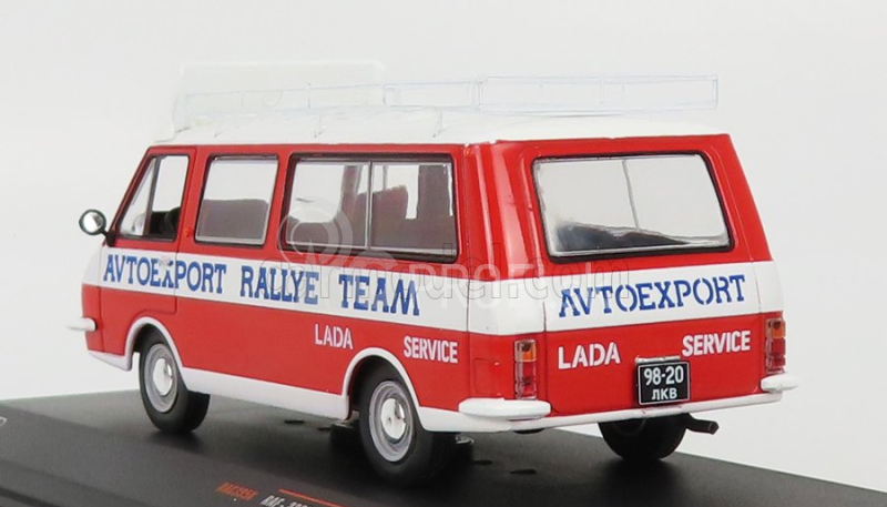 Ixo-models RAF 2203 Minibus Team Rally Lada Service Assistance 1984 1:43 Červená biela