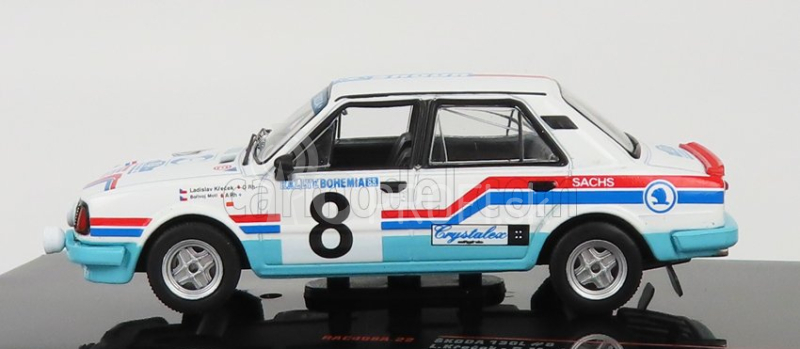 Ixo-models Škoda 130l Team Uamk Škoda Mladá Boleslav N 8 Rally Bohemia 1988 L.krecek - B.motl 1:43 Biela Svetlomodrá