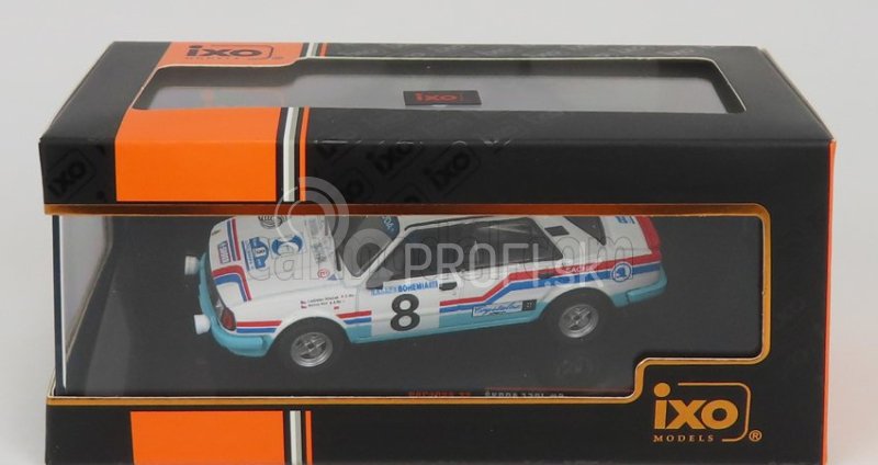 Ixo-models Škoda 130l Team Uamk Škoda Mladá Boleslav N 8 Rally Bohemia 1988 L.krecek - B.motl 1:43 Biela Svetlomodrá