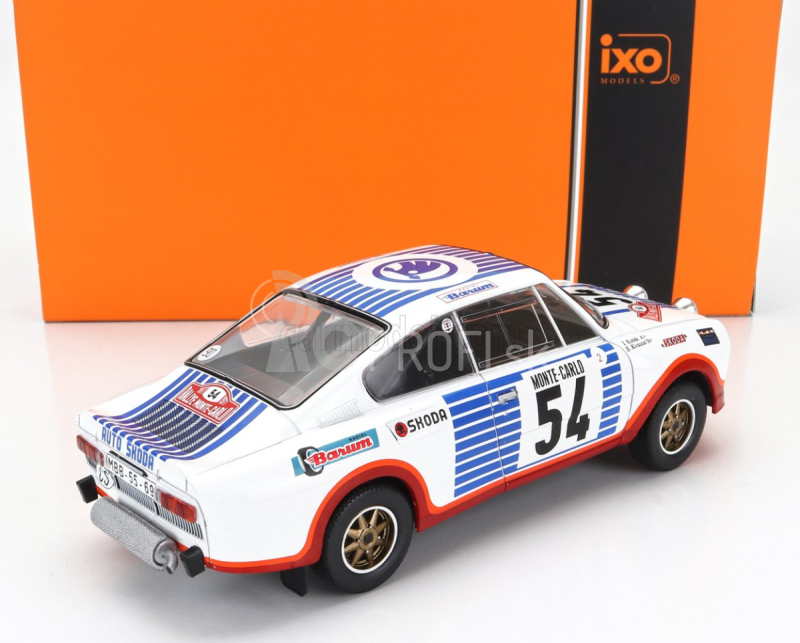 Ixo-models Škoda 130rs Team Škoda (nočná verzia) N 54 Rally Montecarlo 1977 Svatopluk Kvaizar - Jiří Kotek 1:24 Biela modrá červená