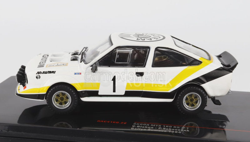 Ixo-models Škoda 160rs Mtx (nočná verzia) N 1 Rally Šumava 1984 V.blahna - P.scovanek 1:43 Biela Čierna Žltá