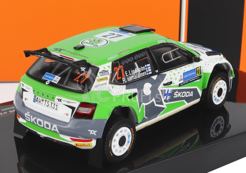 Ixo-models Škoda Fabia Rally2 Evo N 27 Rally Estland 2022 E.lindholm - R.hamalainen 1:43 Zelená Biela Sivá